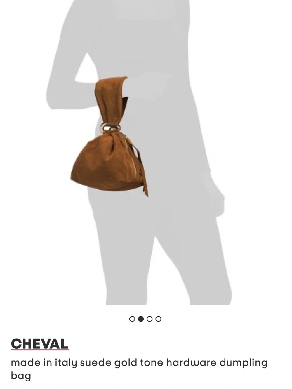 NWT Cheval Brown Italian Leather Suede Knot Gold Wristlet Dumpling Bag